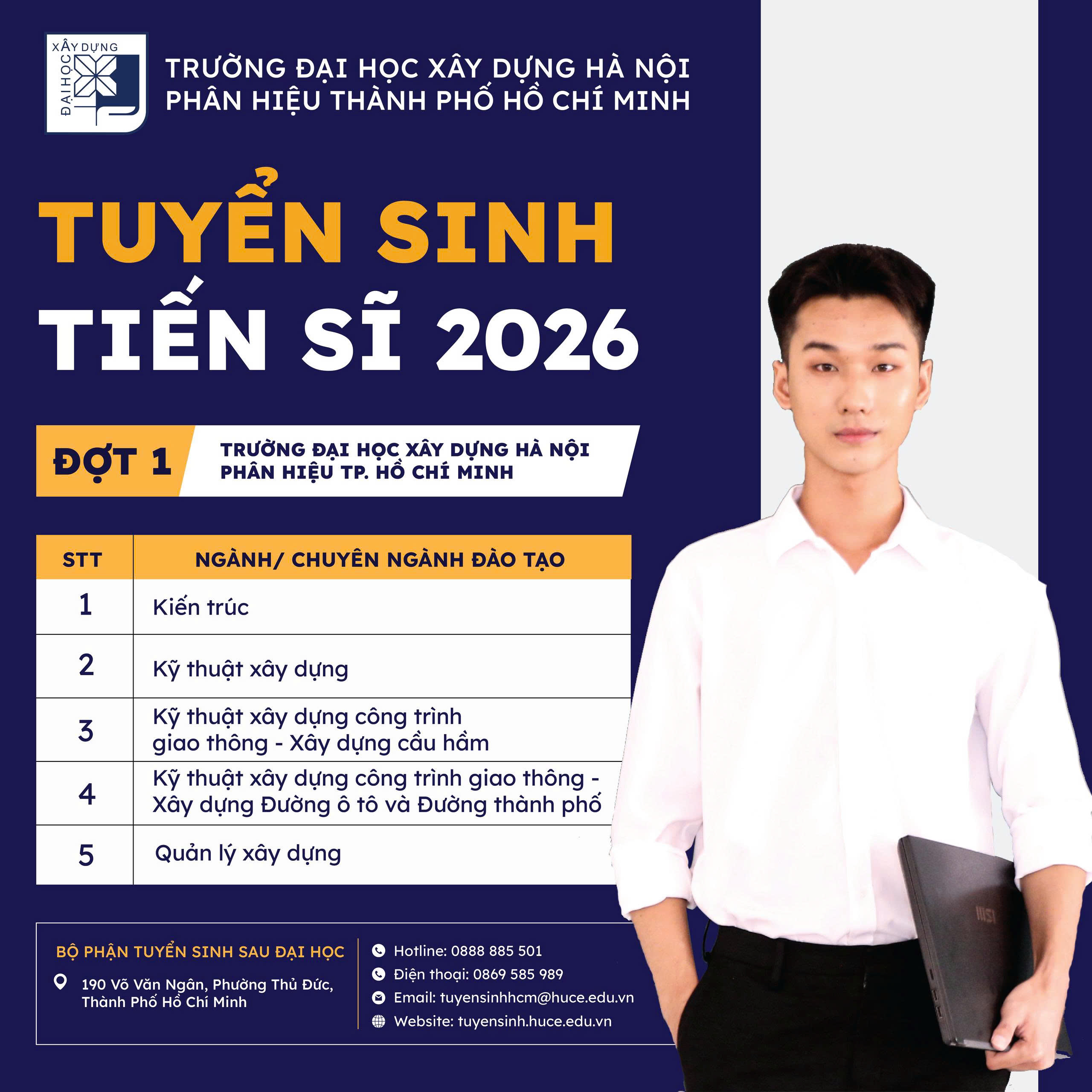 Tuyển Sinh Đào Tạo Trình Độ Tiến Sĩ - Phân Hiệu Thành Phố Hồ Chí Minh - Đợt 1 Năm 2026 (Thông báo số 2)